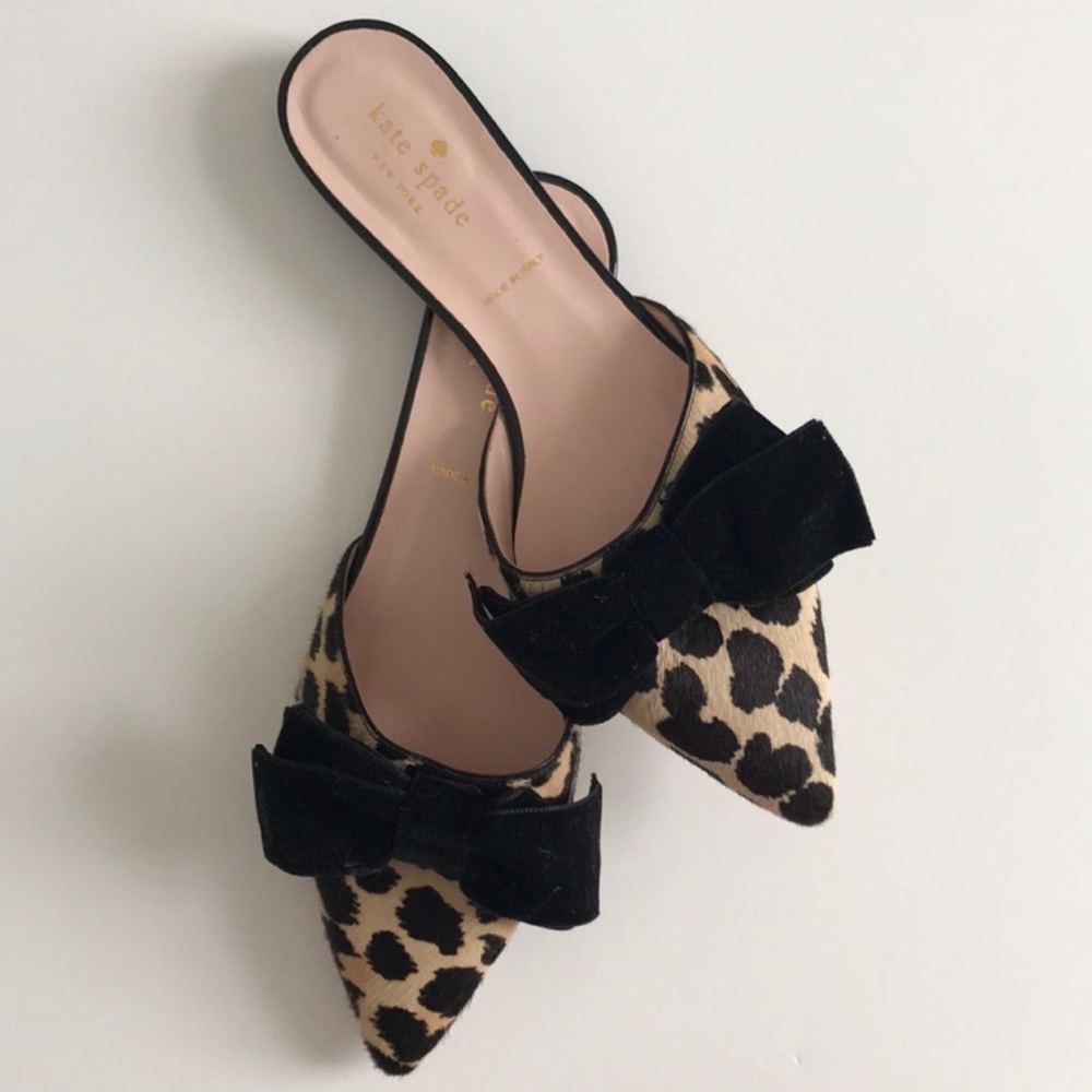 Kate Spade leopard bow slides